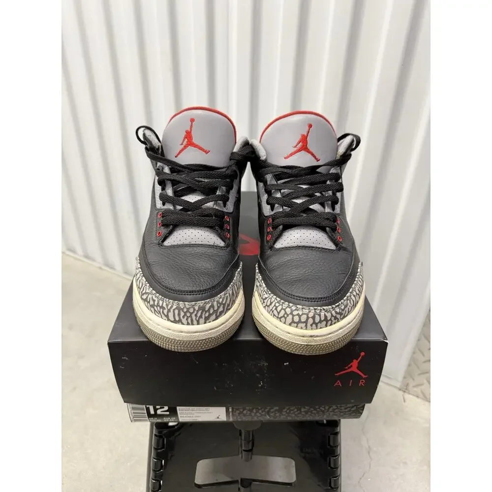 Nike Air Jordan 3 Black Cement Black Cement Size 12 Men's - 854262-001
